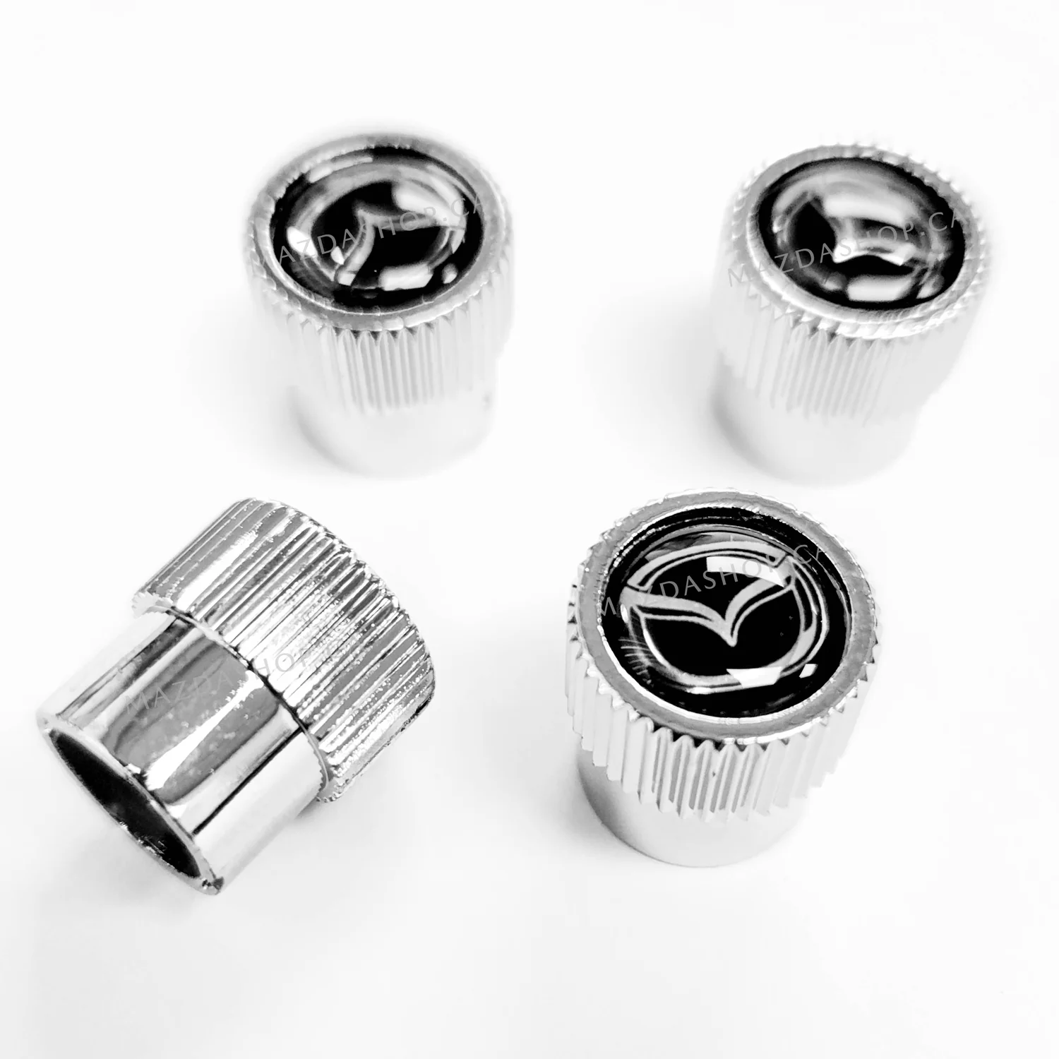Tire Valve Stem Caps (Set of 4) in Chrome | Mazda - Image 2